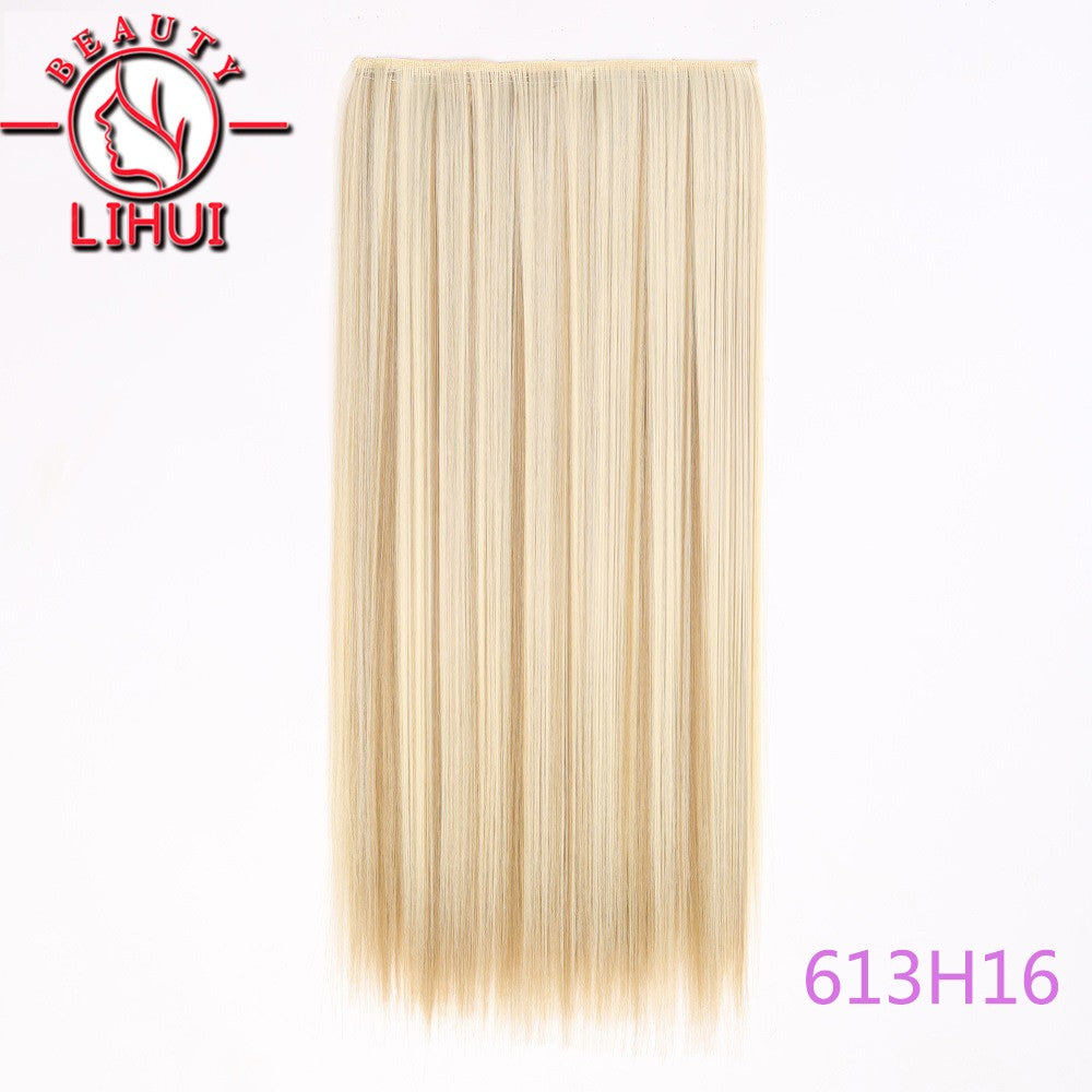 Extensões de cabelo sintéticas com clipe, longas e lisas, com 5 clipes em uma única peça, extensões de cabelo multicoloridas LIHUI