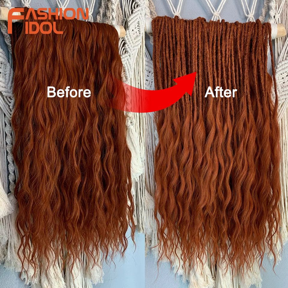 FASHION IDOL Cabelo de Crochê Torção Laranja Extensões de Cabelo Trançado de Onda Profunda Sintética Cabelo Onda de Água 24 Polegadas Fibra Resistente ao Calor