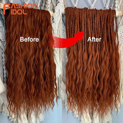 FASHION IDOL Cabelo de Crochê Torção Laranja Extensões de Cabelo Trançado de Onda Profunda Sintética Cabelo Onda de Água 24 Polegadas Fibra Resistente ao Calor