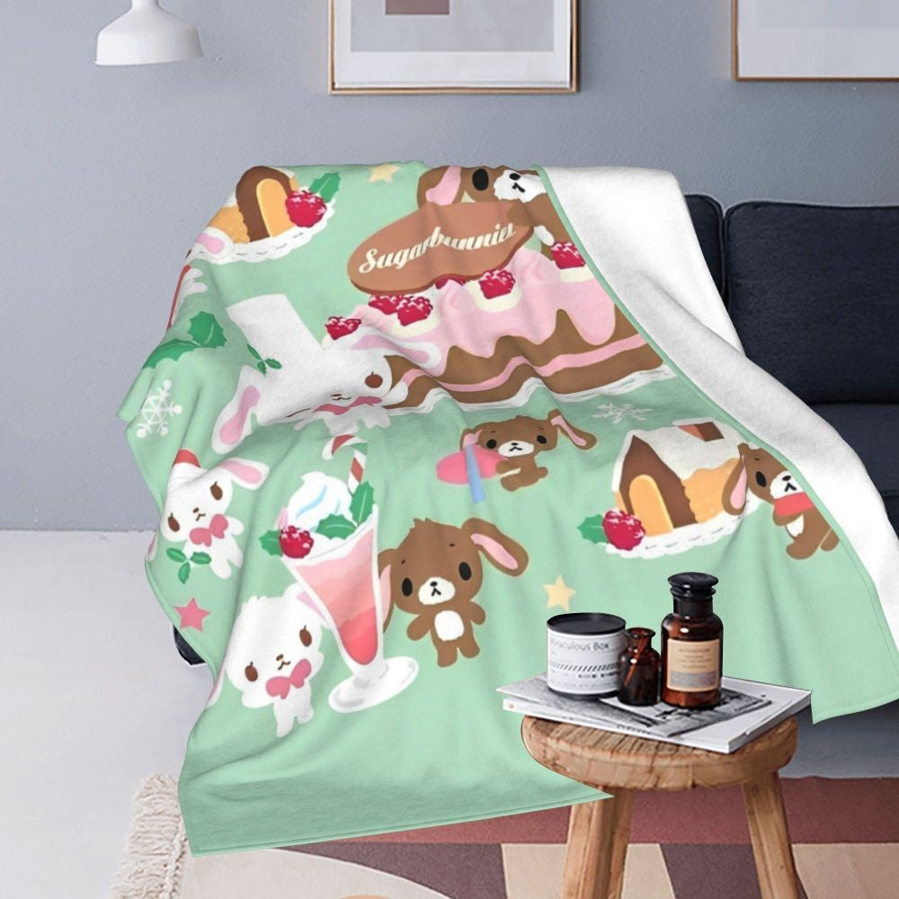 Sugarbunnies Sugar Rabbit Knitted Blanket Fleece Super Soft Throw Blankets for Outdoor Travel Bedroom Quilt