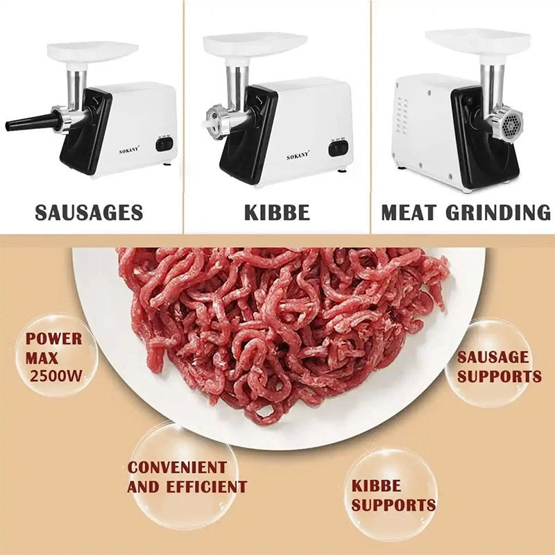 Moedores de Carne 2500W Inox para Cozinha Triturador de Vegetais para Recheio de Bolinhos Moedor de Carne e Máquina de Recheio para Uso Comercial ou Doméstico