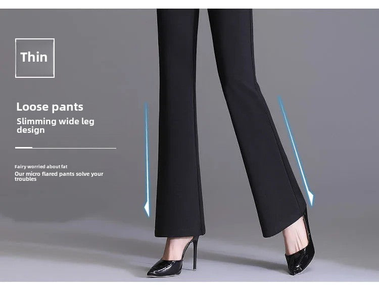 Spring Autumn New Bootcut Pants Women's Slimming Versatile Korean Style Loose-fit Fashionable Trousers Drop Leg Bell Pants Women