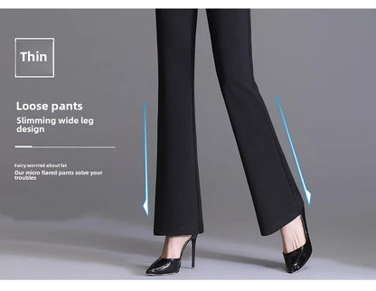Spring Autumn New Bootcut Pants Women's Slimming Versatile Korean Style Loose-fit Fashionable Trousers Drop Leg Bell Pants Women