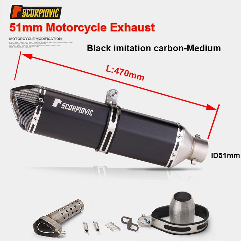 Universal Motorcycle 51mm Exhaust Pipe Carbon Fiber Muffler Exhaust Pipe db Killer Length300mm/ 370mm/ 470mm Multicolour Exhaust