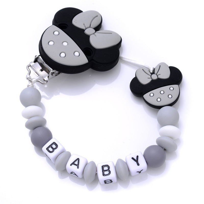 Baby Personalised Name Silicone Pacifier Clips Chain Wholesale 1Pcs Baby Nipple Pacifier Chain Cartoon Shape Holder