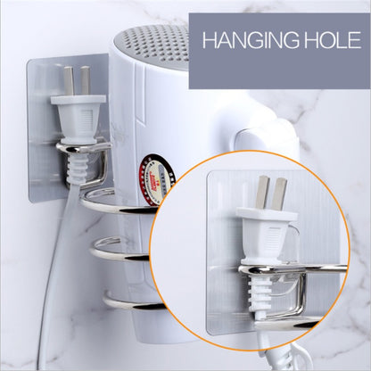 Suporte de Secador de Cabelo Organizador Soprador Adesivo Montado na Parede Sem Pregos Sem Furos Aço Inoxidável Espiral Suporte Armazenamento Para Banheiro