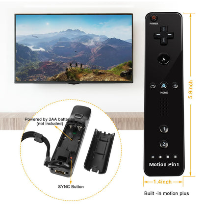 2 in 1 For Nintendo Wii Controller Set Optional Motion Plus Joystick Wireless Remote Gamepad with Silicone Case Video Game