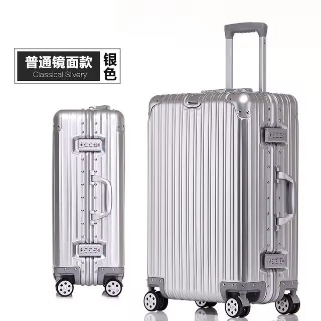 Mala de viagem giratória de alta qualidade 100% liga de alumínio-magnésio, tamanhos 20/24/26/29, marca Travel Suitcase