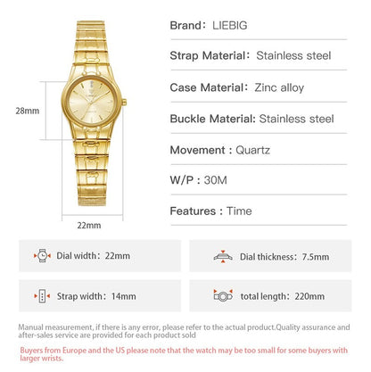LIEBIG Fashion Quartz Wristwatch Women Men Luxury Full Steel 3Bar Waterproof Watches For Female Ladies Clock Relógio Feminino
