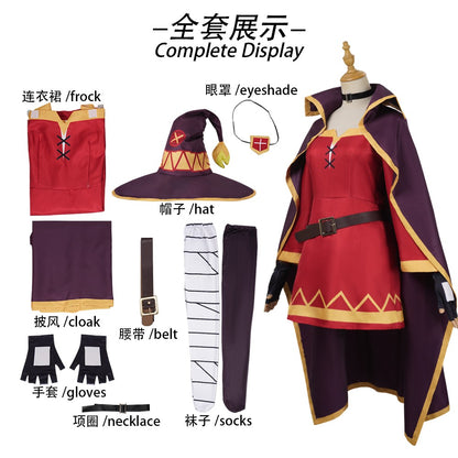 Anime megumin cosplay costume konsubarash Sekai ni shukufuku wo! Cosplay dress hat cloak uniform wig Halloween party cos girls