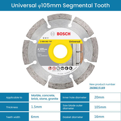 Bosch Discos de Corte Diamantados Universais Lâminas de Serra Circular de Mármore para Cortar Pedra Concreto Reforçado Rodas de 105/110/125/180mm