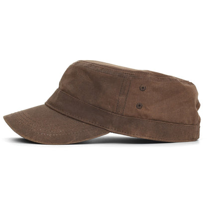 Bonés Militares de Lona Encerada Algodão Masculinos Impermeáveis Chapéu Cadete do Exército Design Único Vintage Topo Reto