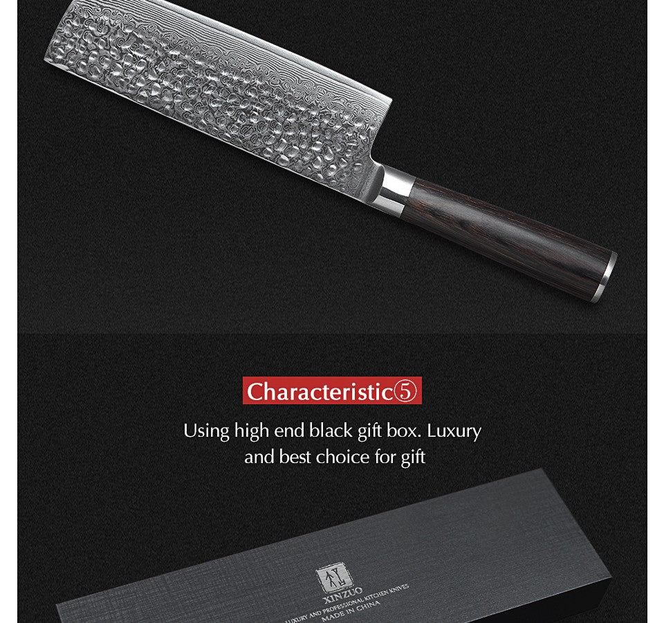 XINZUO 1-5 PCS Kitchen Knives Set VG10 Damascus Stainless Steel Sharp Chef Santoku Nakiri Slicing Paring Knife Pakkawood Handle