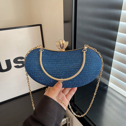 Shiny Mini Evening Bag Rhinestone Chain Purse Luxury Glitter Metal Handel Chain Clutch Elegant Wedding Dress Party Banquet Bag