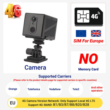 5MP 4G SIM Card Mini Camera Human Detection WiFi Camera Built-In 3000mAh Battery Security Surveillance Camcorder Video Recorder