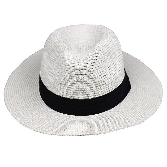 LNPBD Moda verão chapéu de palha feminino branco de aba reta larga chapéu jazz fedora chapéu de sol boné de praia verão