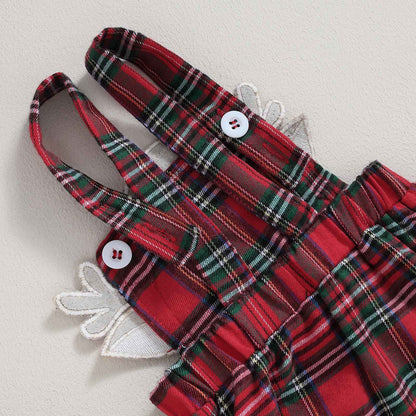 ma&baby 0-18M Christmas Newborn Infant Baby Girl Clothes Sets Knit Red Romper Deer Plaid Skirts Headban Xmas Outfits Costume D05