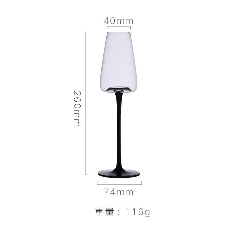 Copo de vidro transparente com base preta e pé alto, taça de champanhe criativa, taças de vinho, copo de coquetel, utensílios de vinho domésticos