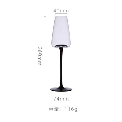 Copo de vidro transparente com base preta e pé alto, taça de champanhe criativa, taças de vinho, copo de coquetel, utensílios de vinho domésticos