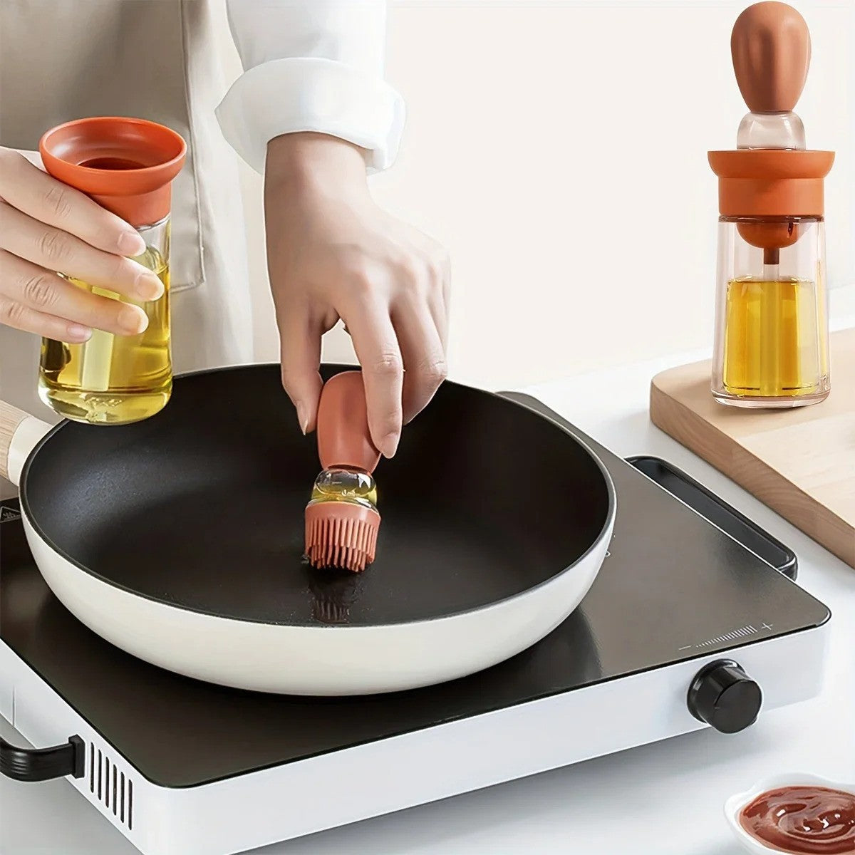 Measurable Seasoning Container Oil Bottle Kitchen Silicone Quantitative Outdoor with Brush Barbecue Spray Bottle Cooking Tools