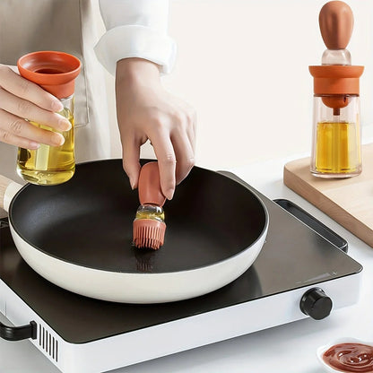 Measurable Seasoning Container Oil Bottle Kitchen Silicone Quantitative Outdoor with Brush Barbecue Spray Bottle Cooking Tools