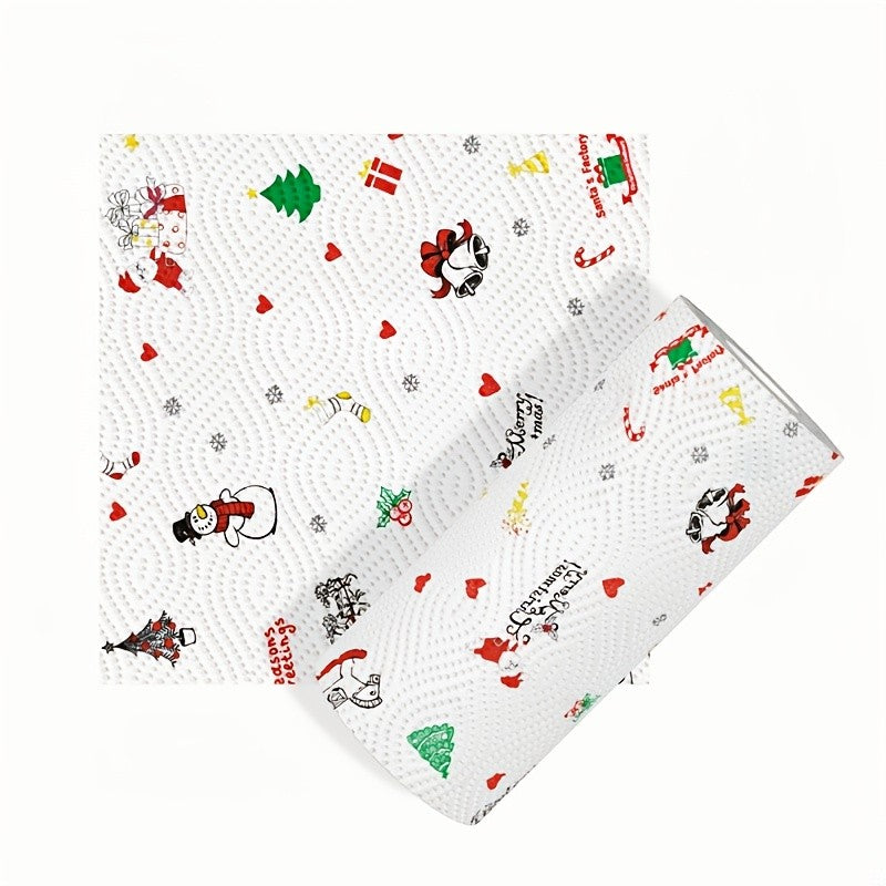 Papel Toalha de Cozinha Natalino Grosso 3 Camadas Descartável Rolo de Limpeza Forte Absorvente Úmido e Seco para Uso Doméstico