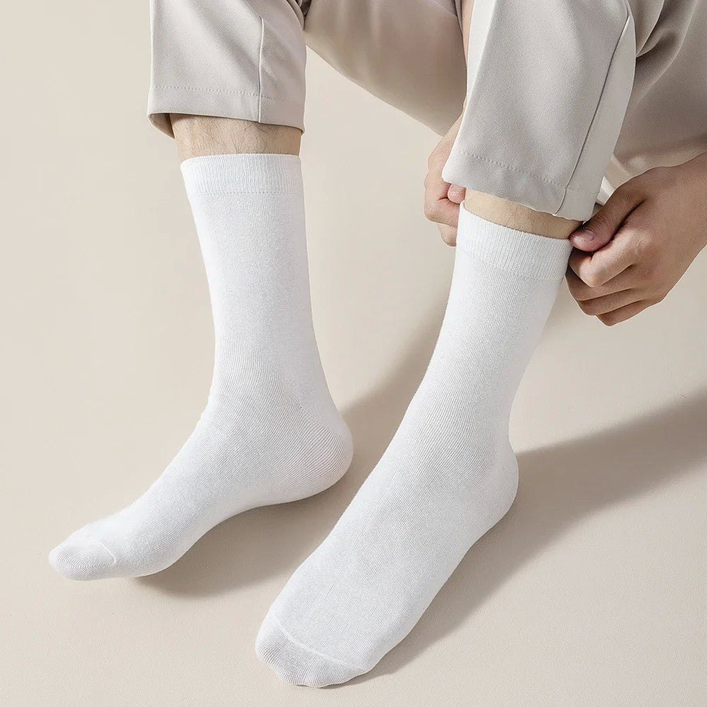 6 Pairs EUR44-50 Plus Size Men Socks High Quality Cotton Socks Breathable Mid Tube Sports Business Socks Black White