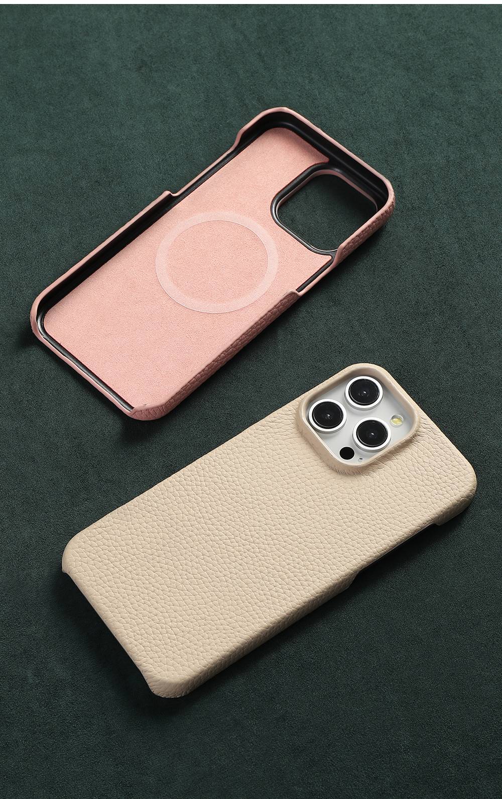 para Capa Magsafe para iPhone 17 15 16 Pro Max Air 17Pro Couro de Vaca Natural Lichia Protetor Magnético Capa Traseira de Luxo para Celular