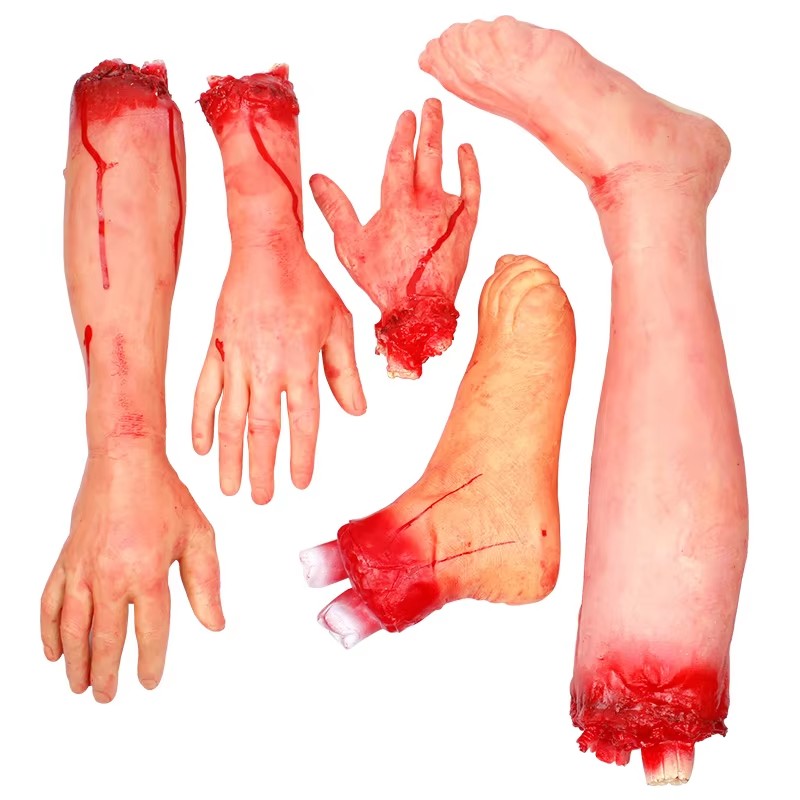 1-2PCS Scary Halloween Decor Bloody Broken Body Parts Fake Hands Legs Arms Brain Heart Horror Party Props
