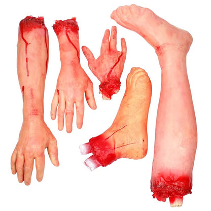 1-2PCS Scary Halloween Decor Bloody Broken Body Parts Fake Hands Legs Arms Brain Heart Horror Party Props
