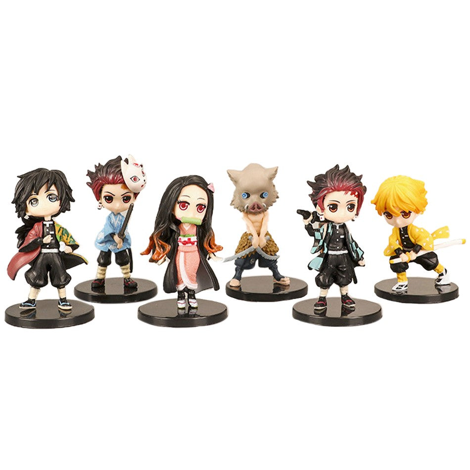 Conjunto 12 Peças Kimetsu No Yaiba Mini Bonecos PVC Q Posket Figura Demon Slayer Decoração de Mesa