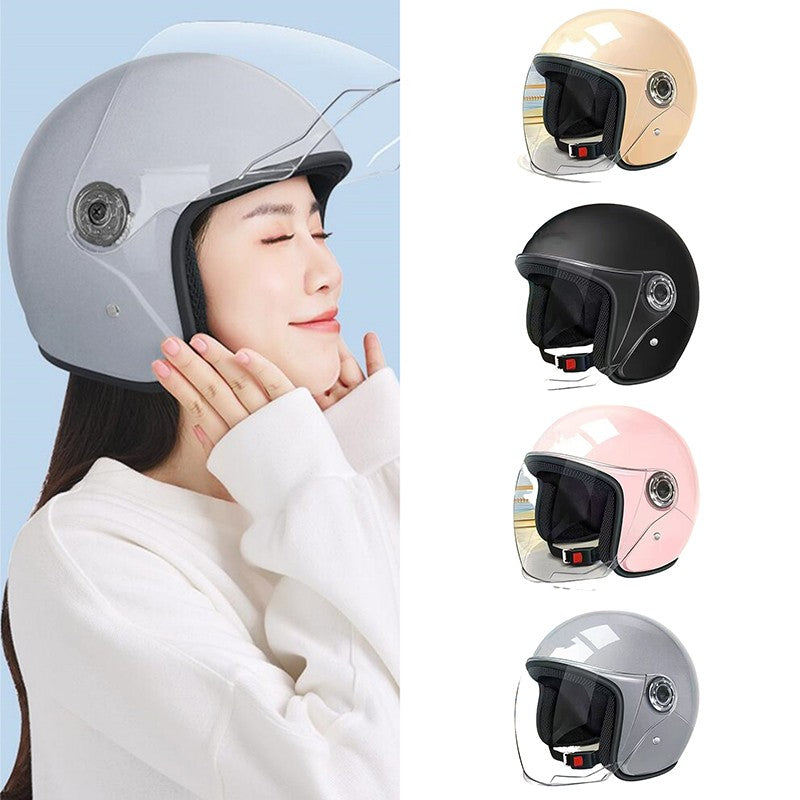 Unisex Comfortable & Ventilated Electric Riding Lens Helmet for Four Seasons, Adjustable Safety Motorcycle Helmet - 1 Piece