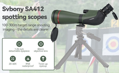 Telescópio terrestre Svbony SA412 20-60X80 com câmera Wi-Fi para fotografia e observação de pássaros