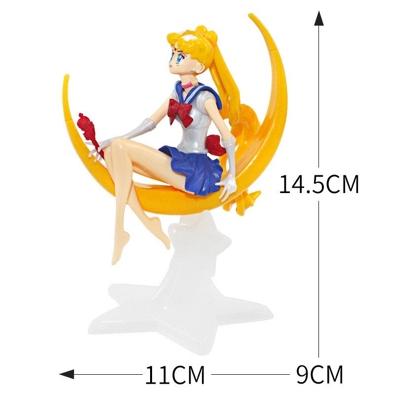 Boneco Sailor Moon Anime Desenho Animado Júpiter Makoto Vênus Minako Tsukino Coelho Boneca Brinquedo Pequena Princesa Decoração de Bolo Enfeites