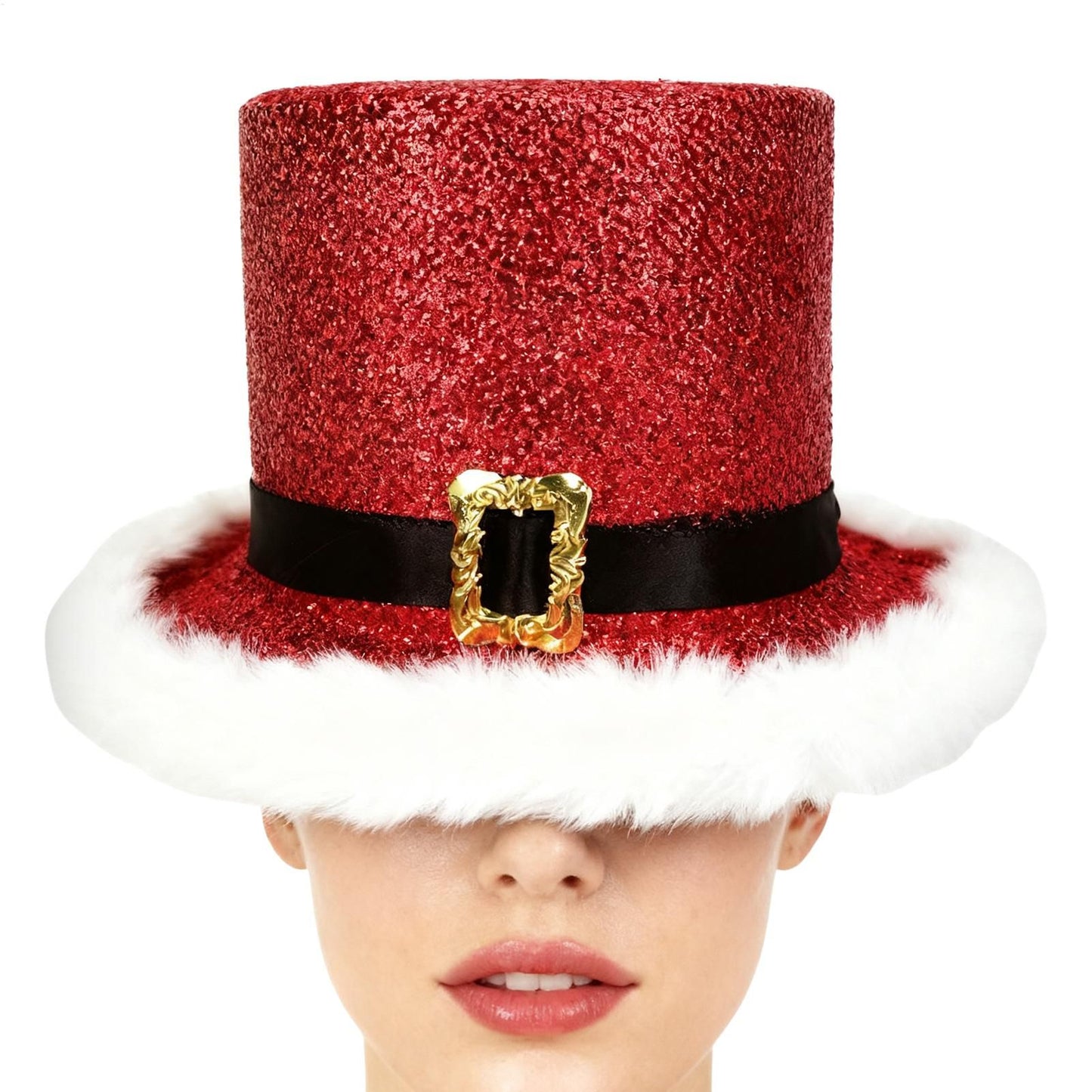 Comfortable Festive Cosplay Caps New Year Christmas Top Hat Red Green Top Hat With White Brim For Men Women Performance Cosplay