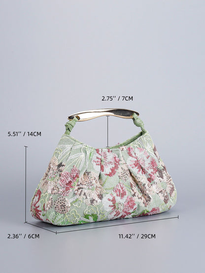 Delicated Sequins Luxury Evening Bag Pleated Handbag Elegant Embroidered Evening Bag for Women Wedding Banquet Cheongsam Handbag