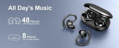 Fones de ouvido sem fio, Fones de ouvido Bluetooth 5.3 com graves estéreo, Microfone intra-auricular com cancelamento de ruído, Fones de ouvido esportivos IP7 à prova d'água, 40h de reprodução.