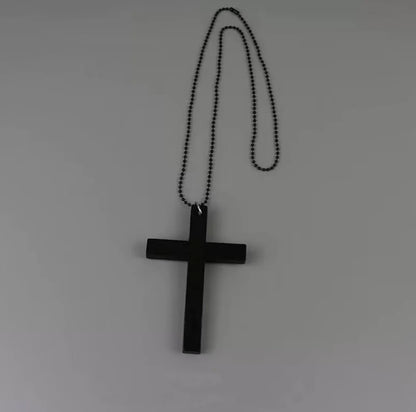 Personality Punk Trendy Cool Gothic Wood Cross Pendant NNecklace for Women Men Vintage Hip Hop Y2k Necklace Party Jewelry Gift