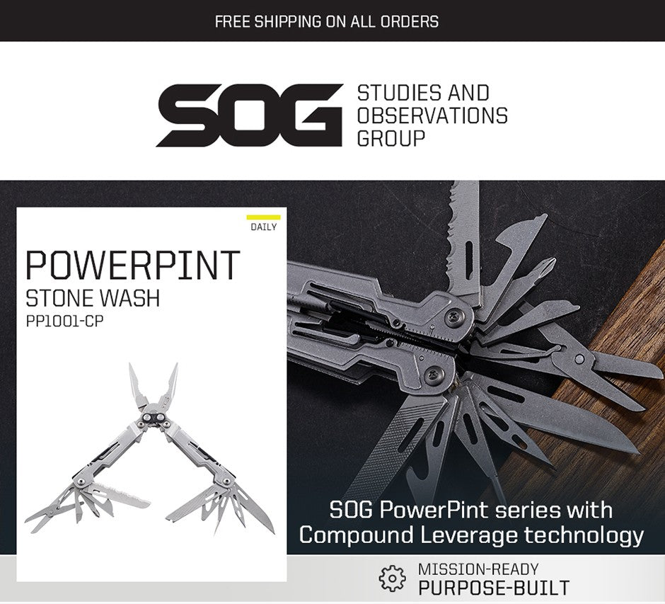 SOG PowerPint Ferramenta Múltipla Tática 18 em 1 com Alicate Dobrável e Faca - Equipamento EDC Compacto para Acampamento ao Ar Livre, Sobrevivência e Caminhada