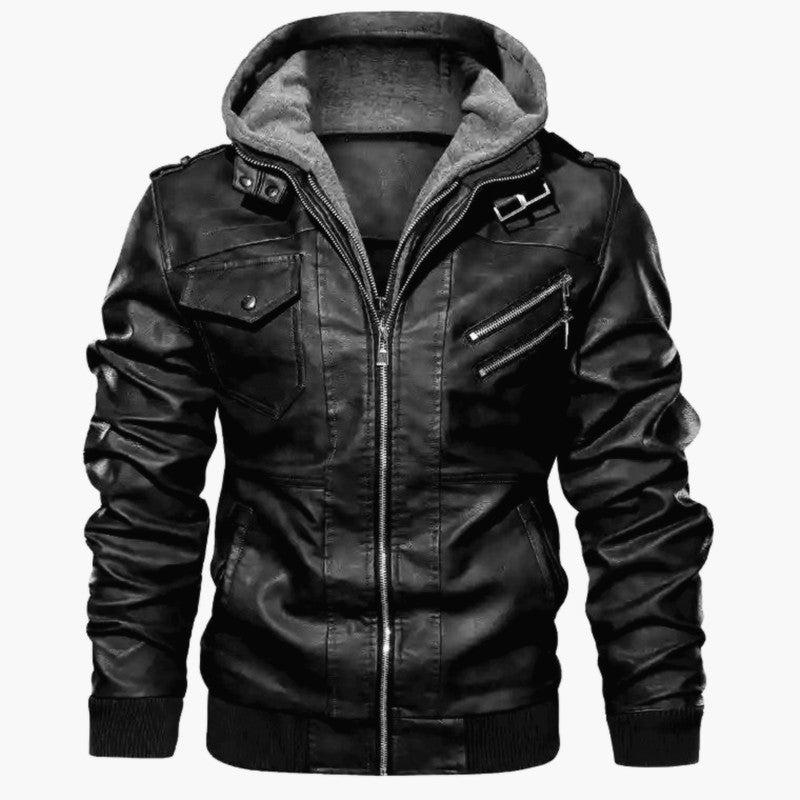 Men's Autumn Winter Casual PU Leather Hooded Zipper Warm Jackets Male Motorcycle Jacket Military Windbreaker Outdoor Coats