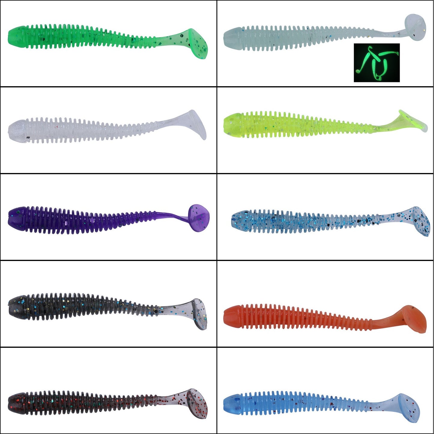 Sougayilang 10/50/100PCS Iscas Macias 5cm 0.6g Iscas Artificiais Realistas Wobblers Iscas Macias Silicone Carpa Pesca Iscas Macias