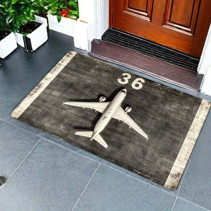 Airplane Theme Area Rug - Machine Washable, for Entryway, Bedroom, Living Room Mat, Home Decor