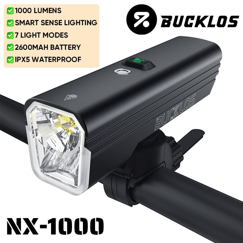 BUCKLOS 1000/1500/2000LM Bike Headlight Smart Sensor Aluminum Alloy Bicycle Front Light IPX5 Waterproof Rechargeable Bike Lamp