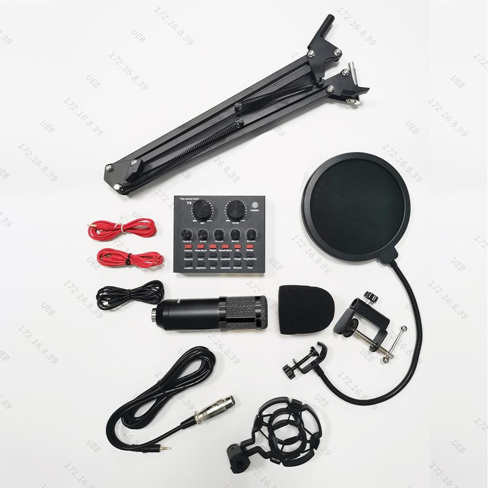 Kit Profissional de Microfone e Placa de Som para Podcast para PC, Smartphone, Laptop, Computador, Gravação de Vlog, Transmissão ao Vivo e YouTube