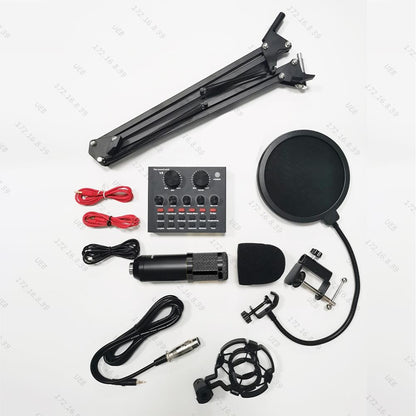 Kit Profissional de Microfone e Placa de Som para Podcast para PC, Smartphone, Laptop, Computador, Gravação de Vlog, Transmissão ao Vivo e YouTube