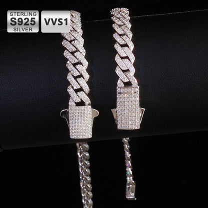 ICEBLING VVS Moissanite Cuban Bracelet 8mm 925 Silver for Men Women Iced VVS Cuban Chain with GRA Certificate