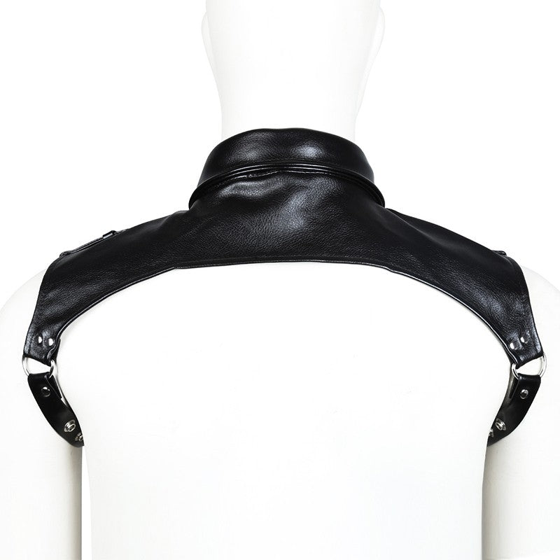 Unisex Latex Hood Mask Sexy Men Women PU Leather Masks Cosplay Flirting Tail Chest Strap Headwear Cosplay Sexy Accessory