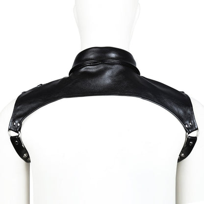 Unisex Latex Hood Mask Sexy Men Women PU Leather Masks Cosplay Flirting Tail Chest Strap Headwear Cosplay Sexy Accessory