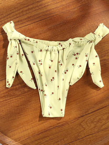 ZRTAK Bandeau Bikinis Set Women Swimsuit Summer Biquini Beach Wear Bowknot Thong Swimwear Swimming Bathing Suit Two Piece Suit