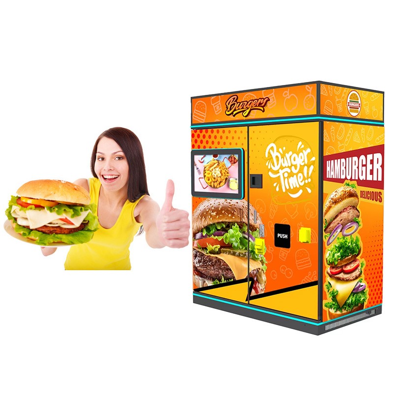 High-Efficiency 2025 Manufacturer's New Large Screen Breakfast Vending Machine Burger Option Large Display High-Security